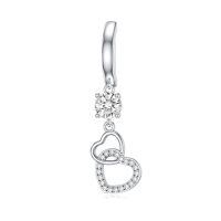 wholesale 925 Sterling Silver Butterfly Charm With Crystal-Heart