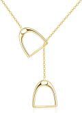 wholesale 14k Yellow Gold Horse Stirrup Pendant Necklace for Women 18 Chain Length-0-0
