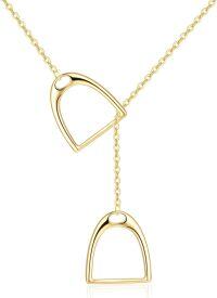wholesale 14k Yellow Gold Horse Stirrup Pendant Necklace for Women 18 Chain Length-Gold Horse Stirrup Necklace