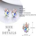 wholesale 925 Sterling Silver Hypoallergenic Rainbow Crystal Heart Unicorn Studs for Kids Teens Adults-0-1