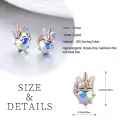wholesale 925 Sterling Silver Hypoallergenic Rainbow Crystal Heart Unicorn Studs for Kids Teens Adults-0-1