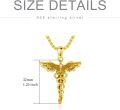 wholesale 925 Sterling Silver Caduceus Phoenix Pendant Necklace  for Men - Medical Theme -0-4