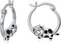 wholesale 925 Sterling Silver Cow Animal Charm Huggie Hoop Earrings for Women Girls 3mm Thickness Lightweight -0-0