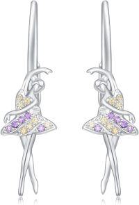 wholesale 925 Sterling Silver Birthstone Crystal Ballerina Earrings for Women-Ballet Earrings-F