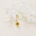 wholesale 925 Sterling Silver Sunflower Belly Button Ring Flower Piercing Jewelry for Women Hypoallergenic-0-2