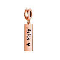 wholesale 925 Sterling Silver Rose Gold Name Bar Charm Bracelet-925 Sterling Silver-Rose gold color