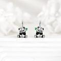 wholesale 925 Sterling Silver Cartoon Panda Bamboo Leverback Earrings for Women Girls Gifts 3D Animal Charm Jewelry Accessories-0-2