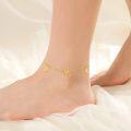 wholesale 14K Gold Sun & Moon Charm Ankle Anklet - Solid Gold Foot s for Women-0-2