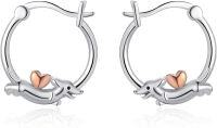 wholesale 925 Sterling Silver Dachshund Hoop Earrings for Women – Hypoallergenic, 10mm, 3g Pair-Dachshund