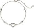 wholesale 14K Gold Heart-Shaped Anklet with Cubic Zirconia Stones and Adjustable Chain Length for Women (7-10)-0-0