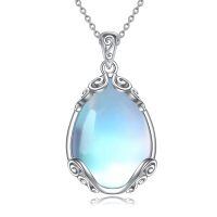 wholesale 925 Sterling Silver Filigree Teardrop Pendant Necklace for Women-K-Filigree moonstone necklace