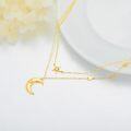 wholesale 14K Gold Crescent Moon & Stars Pendant Necklace w/ Cubic Zirconia for Women-0-2