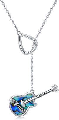 wholesale 925 Sterling Silver Guitar & Anchor Lariat Necklace for Music Enthusiasts Gift-Guitar & Guitar Pick