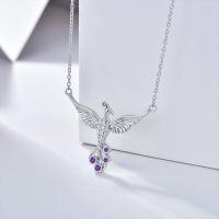wholesale Sterling Silver Birthstone Phoenix Necklace for Women-February