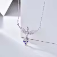 wholesale 925 Sterling Silver Birthstone Phoenix Necklace for Women-February