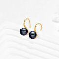 wholesale 14K Gold Black Pearl Teardrop Dangle Earrings for Women Girls Elegant-0-3