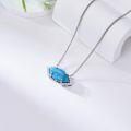 wholesale Sterling Silver Turquoise Pendant Necklace, Lucky Stone for Honor Beauty Harvest, Dainty Gift for Party Wedding Birthday-0-2
