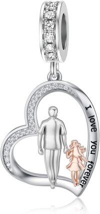 wholesale 925 Sterling Silver Family Love Charm Bracelet for Daughter Mother Lover - Birthday Valentine's Day Gifts-08-Heart-Silver+Rose Gold