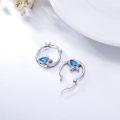 wholesale 925 Sterling Silver Blue Topaz Turtle Huggie Hoop Earrings for Women Girls-0-2