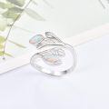 wholesale 925 Sterling Silver Leaf Ring with Birthstone Adjustable Wrap Promise Engagement Wedding Rings for Women-0-10