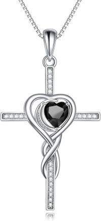 wholesale TOUPOP Cross Infinity Necklaces For Women White Gold S925 Sterling Silver Black Birthstone Pendant Necklace Christian Religious Faith Cross Birthday Jewelry For Girlfriend Wife Daughter -undefined