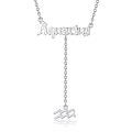 wholesale 925 Sterling Silver Aquarius Zodiac Name Lariat Drop Necklace Platinum Plated-0-0