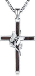 wholesale 925 Sterling Silver & 316L  Butterfly Cross Pendant with Adjustable Chain-0-0
