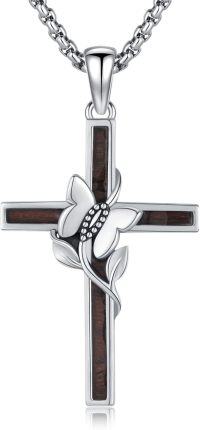 wholesale 925 Sterling Silver & 316L  Butterfly Cross Pendant with Adjustable Chain-E1 - Butterfly