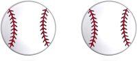 wholesale 925 Sterling Silver Baseball Stud Earrings with Red Stitching for Women-Red