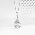 wholesale 925 Sterling Silver Teardrop Pendant with Cubic Zirconia I Love You Necklace for Women Gifts-0-1