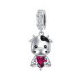 wholesale 925 Sterling Silver Cute Cow Charm With Heart Crystal-0-44