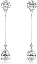 wholesale 925 Sterling Silver Celtic Knot Pear-Shaped Drop Earrings with Cubic Zirconia Stones for Women-0-0