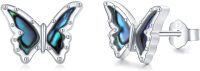 wholesale 925 Sterling Silver Abalone Shell Butterfly Stud Earrings-Abalone Shell