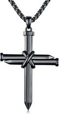 wholesale Black  Nail Design Cross Pendant Necklace for Men & Women-0-0
