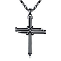 wholesale Black  Nail Design Cross Pendant Necklace for Men & Women-B03-Nail Cross(Black)