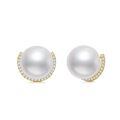 TOUPOP 14K Gold & Pearl Earrings with CZ, 8mm Freshwater Cultured Pearls, Gift for Women-0-0
