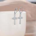 wholesale 925 Sterling Silver Cross Drop Earrings with Heart and Knot Design-0-2