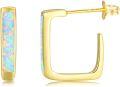 wholesale 925 Sterling Silver Gold Plated Opal Square Hoop Stud Earrings for Women and Teen Girls-0-0