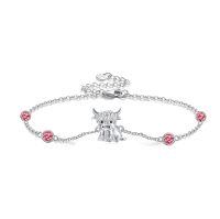 wholesale 925 Sterling Silver Birthstone Highland Cow Link Bracelet Western Jewelry Gift-07-Jul-Ruby