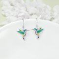 wholesale 925 Sterling Silver Hummingbird Dangle Drop Earrings with Enamel Stones for Women Girls Mom Daughter Gifts-0-2