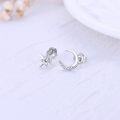 wholesale 14K White Gold  Crystal Moon & Star Stud Earrings for Women-0-3