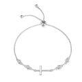 wholesale 925 Sterling Silver Cross Adjustable Bracelet Wholesale With Crystal Accents-0-0