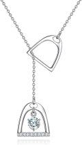 wholesale 925 Sterling Silver & Moissanite Y-Shaped Horse Stirrup Pendant Necklace, 1.2mm Chain, 1ct, Adjustable, Hypoallergenic, Gift Box-0-0