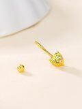 wholesale 925 Sterling Silver Plated 14K Gold  Heart Belly Button Ring 16mm Body Piercing Jewelry for Women-0-4