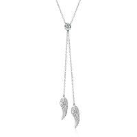 wholesale 925 Sterling Silver Blue Opal Angel Wings Pendant Necklace-01-Angel Wing Necklace