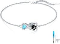 wholesale Sterling Silver Paw Print Urn Bracelet for Pet Ashes Memorial Jewelry-A-Paw Print Urn Bracelet-Turquoise