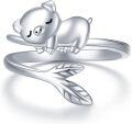 wholesale 925 Sterling Silver Cartoon Pig Adjustable Open Thumb Ring for Women Girls Gifts-0-0