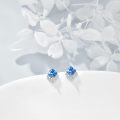 wholesale  Sterling Silver Cubic Zirconia Crystal Birthstone Stud Earrings - Bright Blue Topaz, Hypoallergenic, 7.8mm Square Design (60字符)-0-1