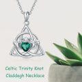wholesale 925 Sterling Silver Emerald Green Moonstone Irish Claddagh Necklace-0-3