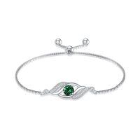 wholesale 925 Sterling Silver Birthstone Dainty Infinity Bracelet for Women-05-May.-Emerald
